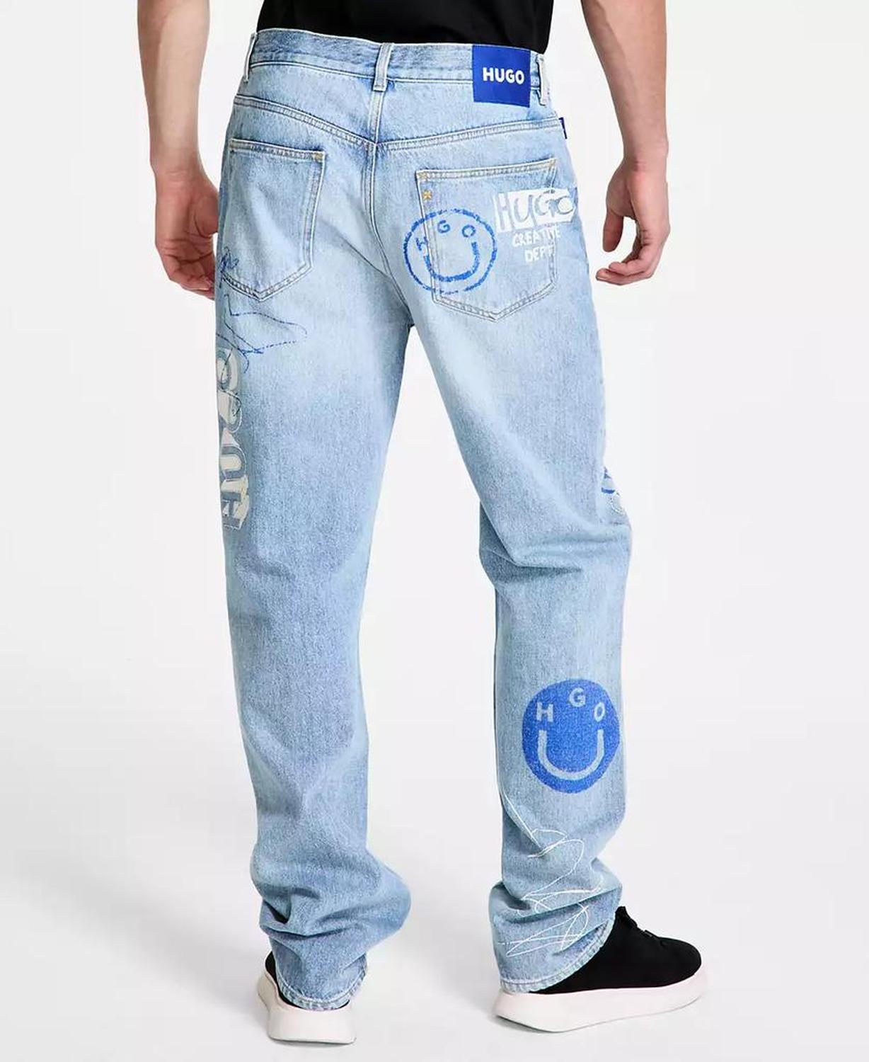 Men's Nate Signature-Detail Baggy Jeans