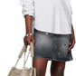 Black Gem A-Line Denim Midi Skirt