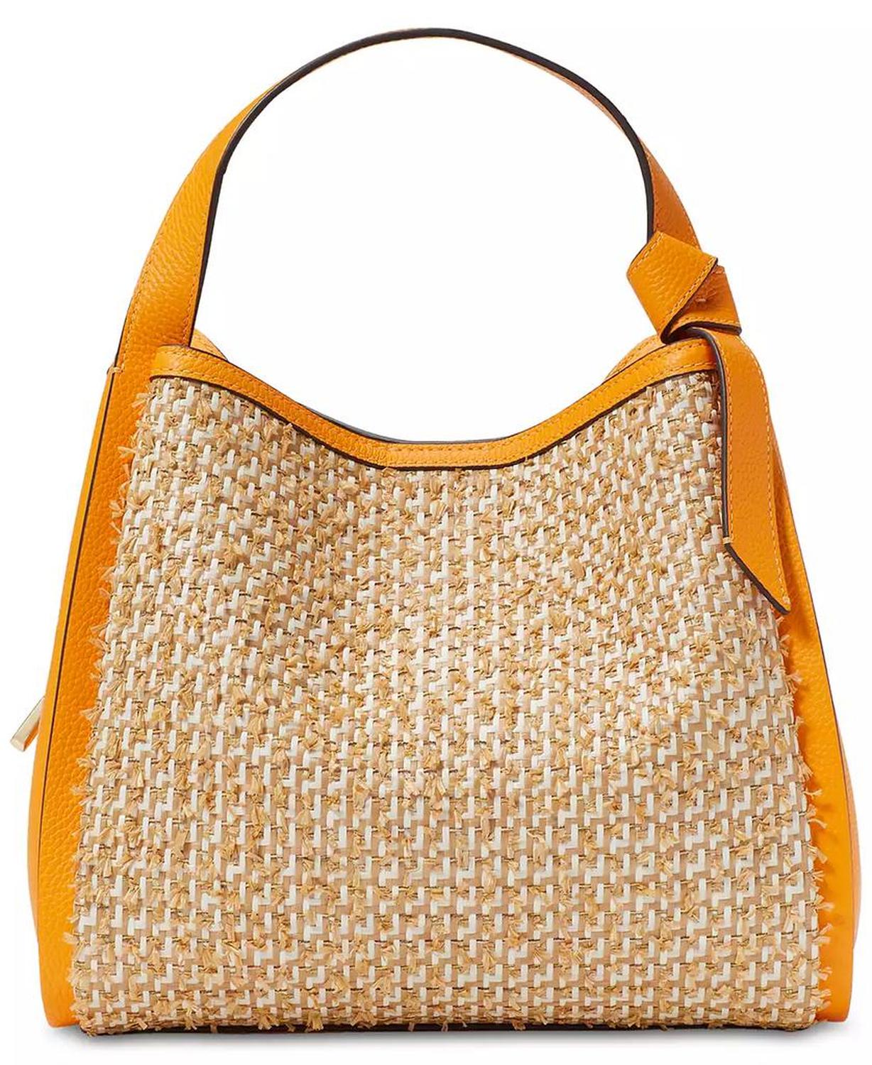 Knott Raffia Tweed Crossbody Tote