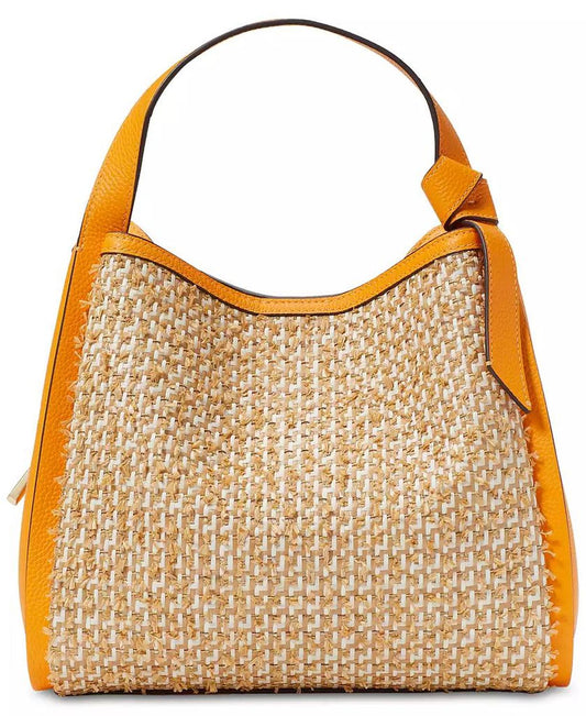 Knott Raffia Tweed Crossbody Tote