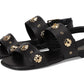 Spade Flower Stud Pebbled Leather Flat Sandal