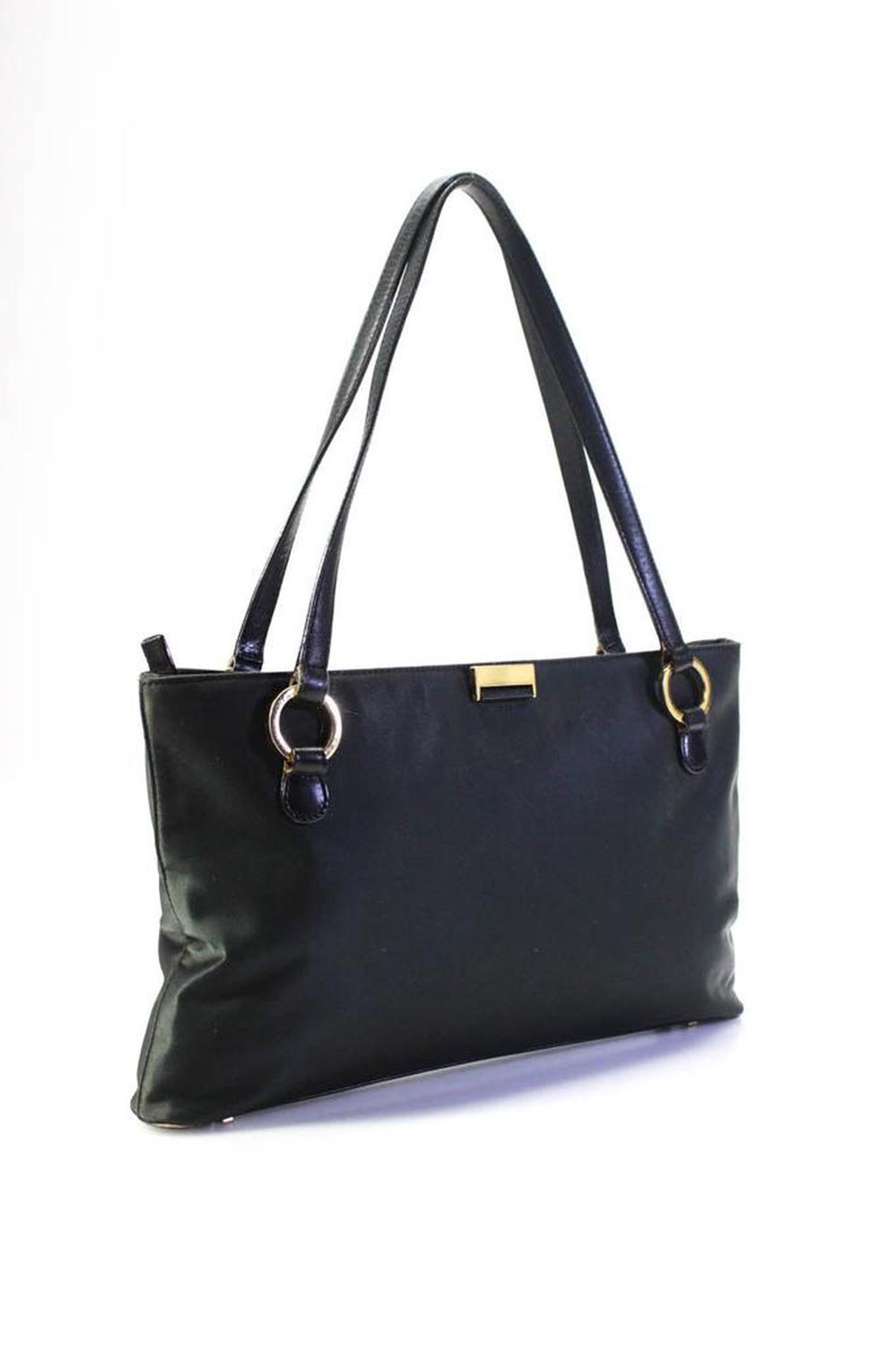 Kate Spade Womens Gold Toned Hardware Zip Up Top Handle Handbag Purse Black