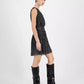 Women's Metallic Pleated V-Neck Mini Dress