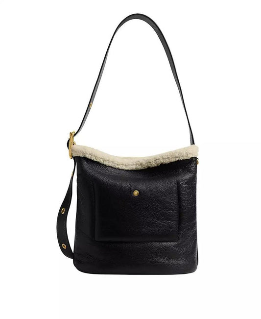 Bleeker Medium Shearling Trim Bucket Bag