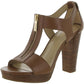 Womens Leather Round Toe Block Heels