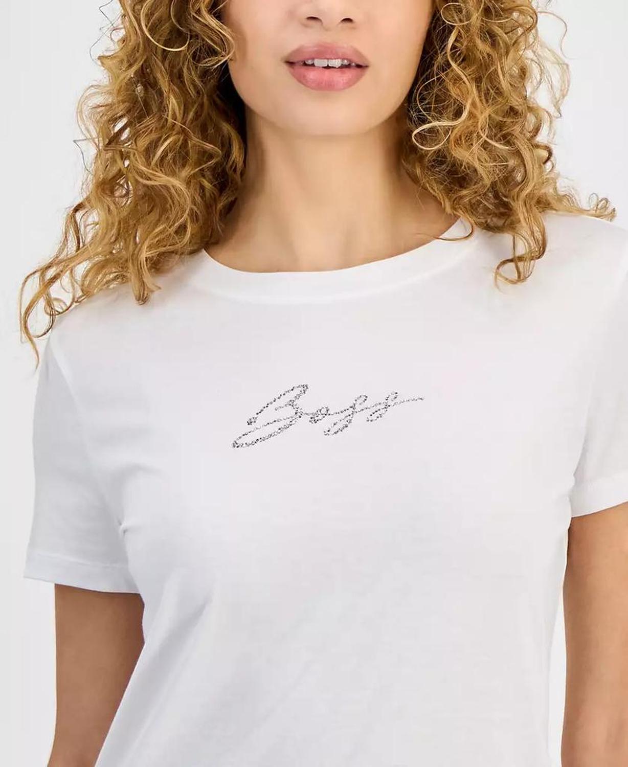 Women's Cotton Embellished Logo T-Shirt