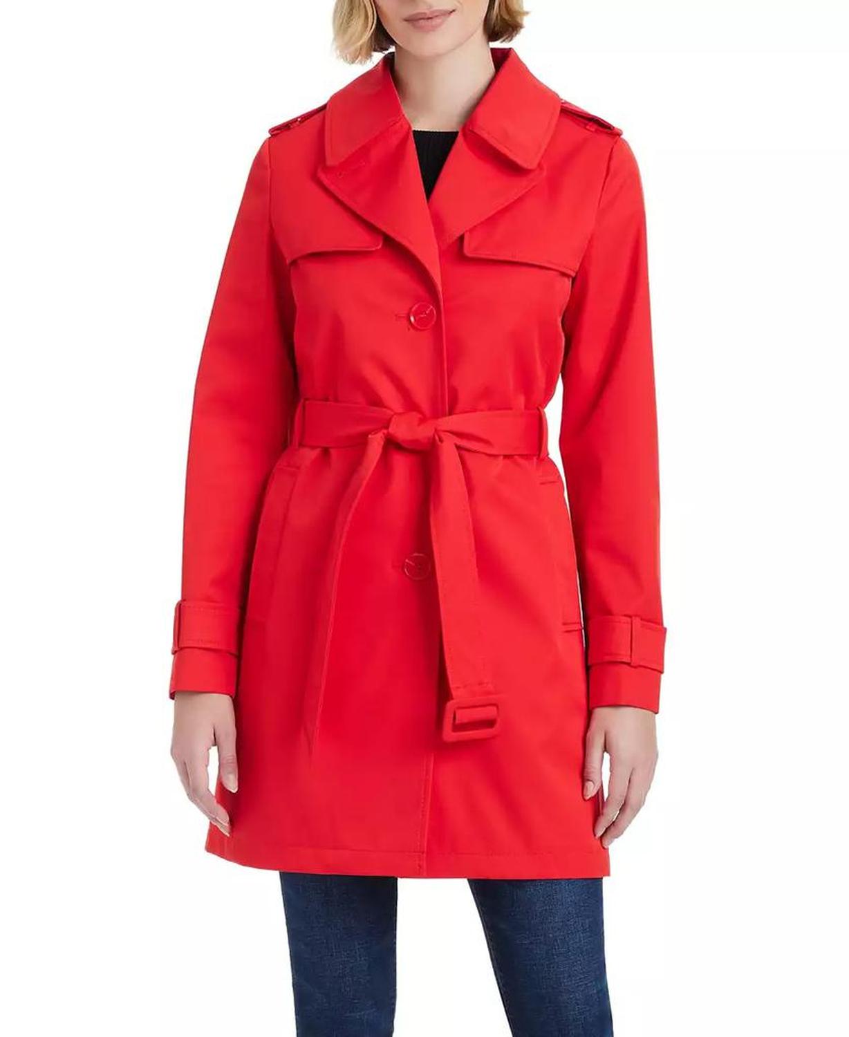 Women's Short Single-Breasted Pleated Back Trench Coat