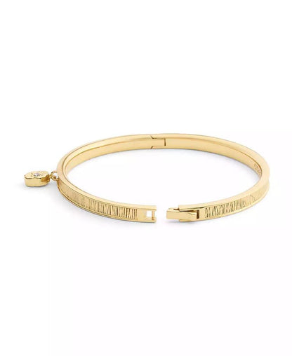 Gold Plated Tea Rose Charm Bangle Bracelets