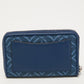 Michael Kors Blue Monogram Jacquard Canvas And Leather Zip Around Card Case