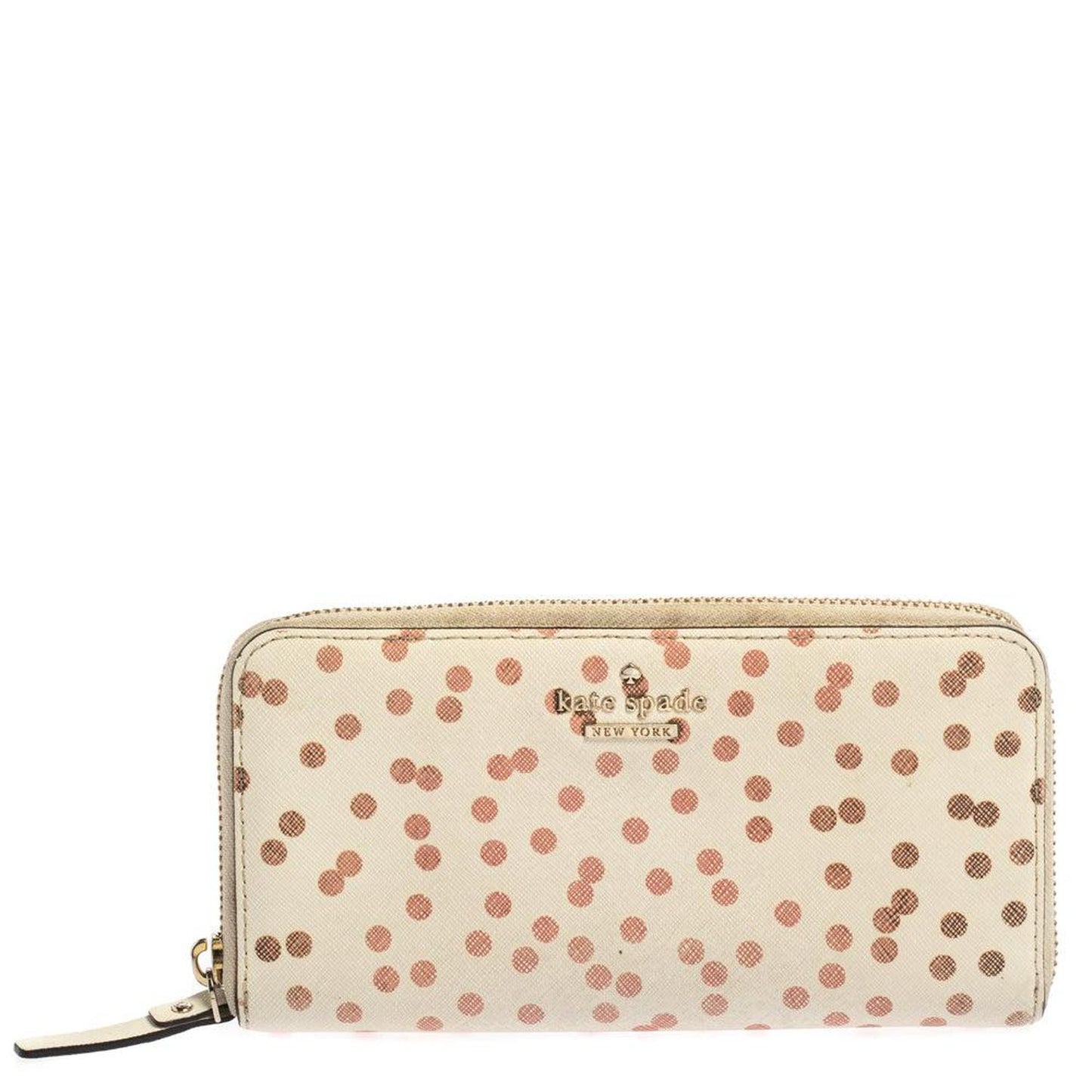 Kate Spade White/red Polka Dots Zip Around Wallet