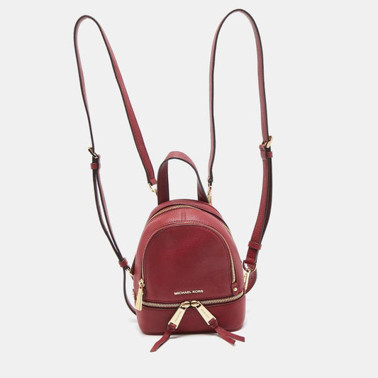 Michael Kors Burgundy Leather Mini Rhea Backpack