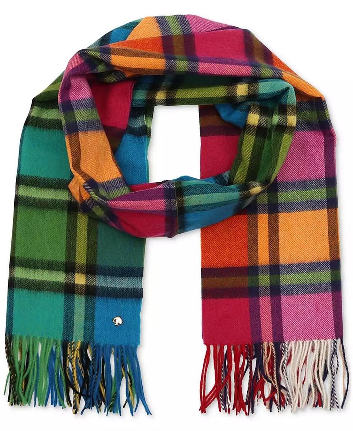 Plaid Mix Multi Yarn Dye Wool Scarf