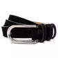 Silver-Tone Buckle Leather Belt