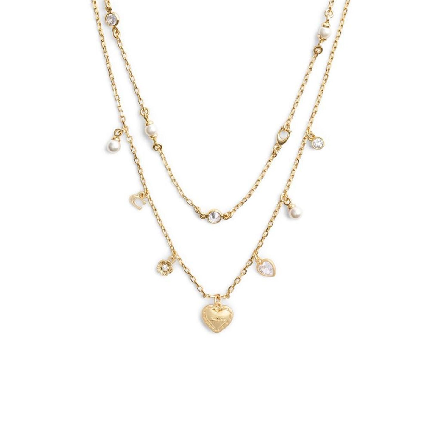 Faux Stone Signature Charm Layered Necklace