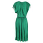 Tie Waist Midi Dress in Green Cotton