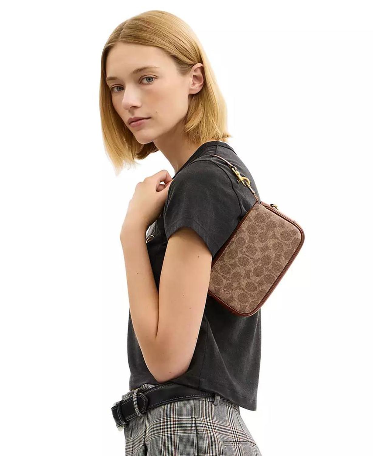 Plaza Mini Signature Canvas Shoulder Bag 18