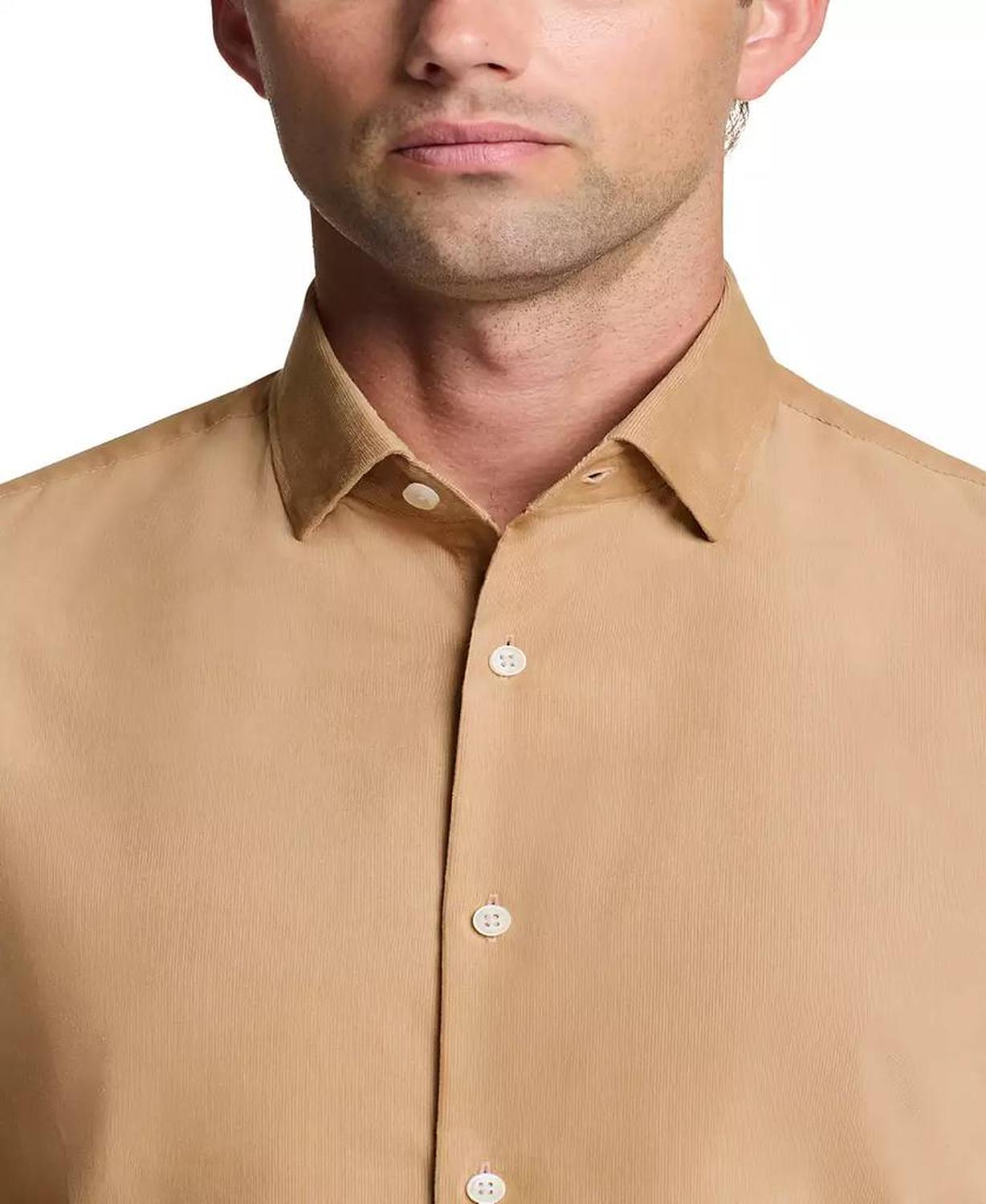 Men Slim Fit Corduroy Dress Shirt