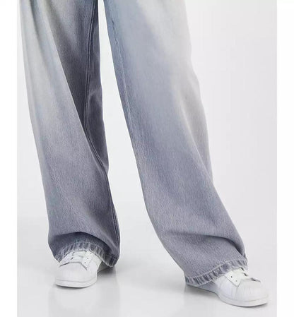 Women's Slouchy Denim Pleated Wide-Leg Pants