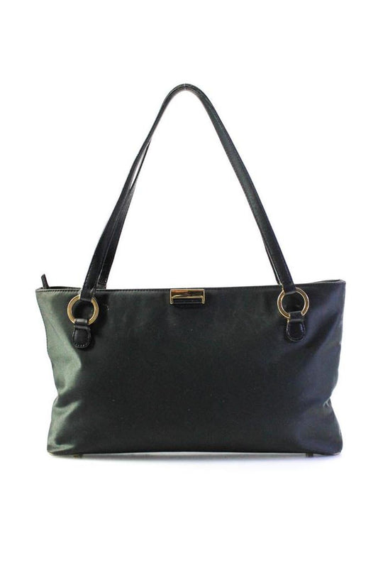 Kate Spade Womens Gold Toned Hardware Zip Up Top Handle Handbag Purse Black