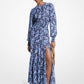 Paisley Print Smocked Georgette Maxi Dress