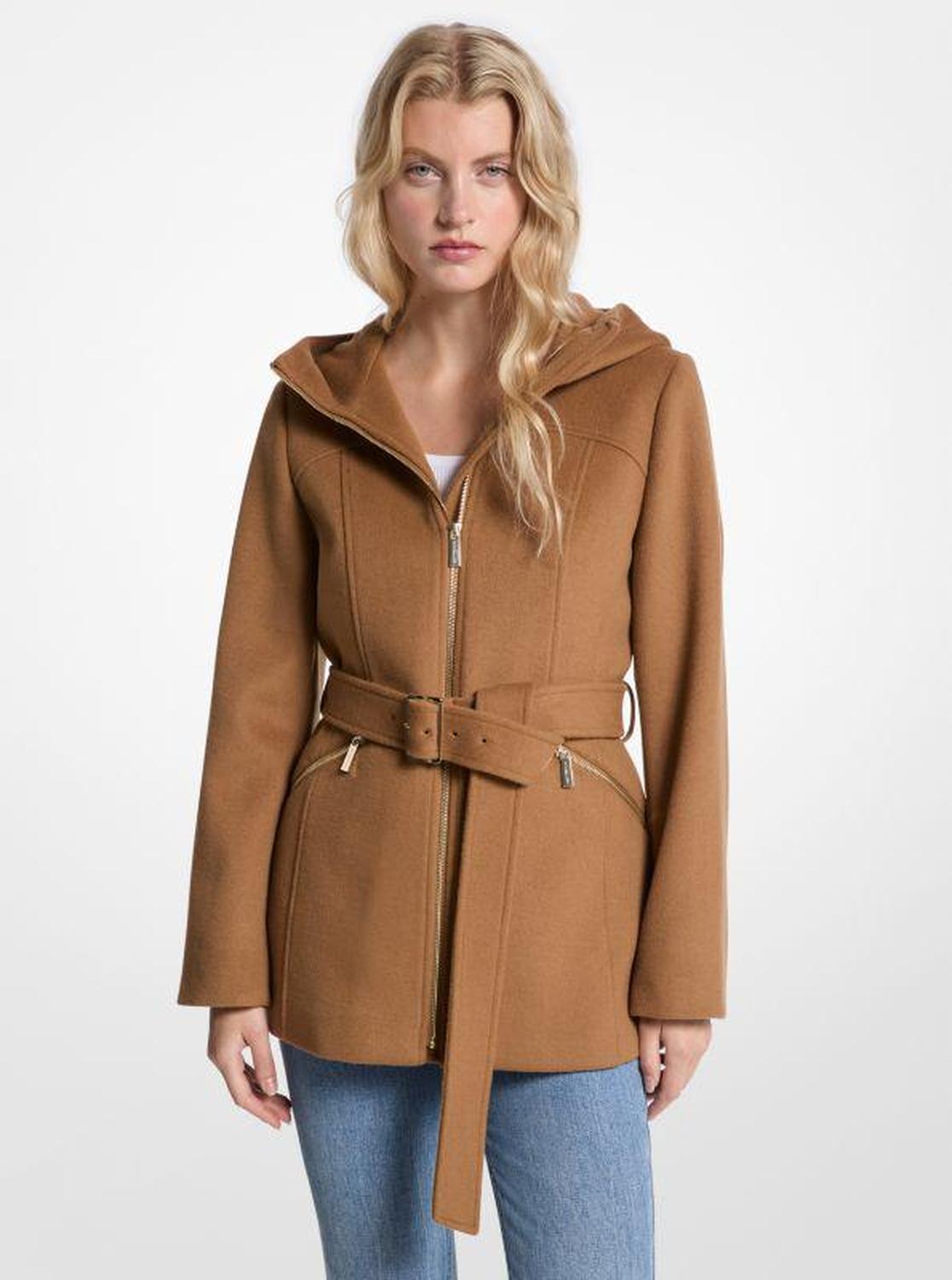 Wool Blend Hooded Coat