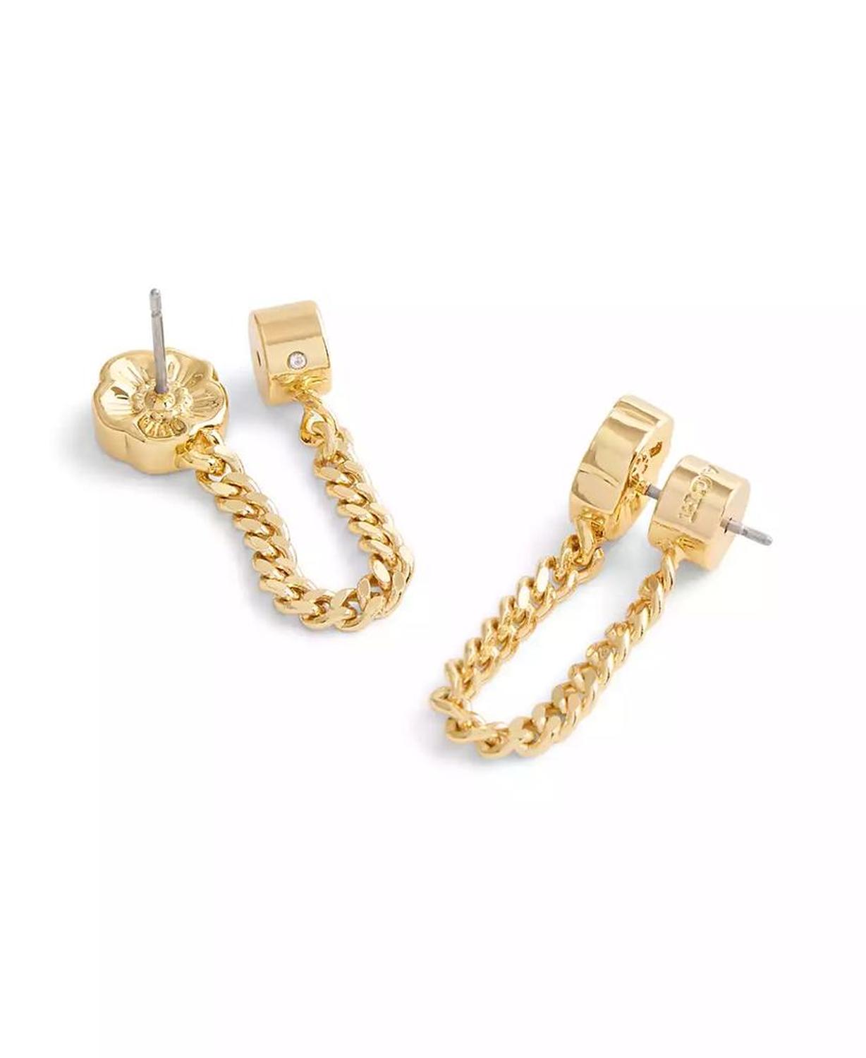 Faux Cultivated Pearl Signature Tea Rose Front Back Earrings