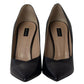 Marc Jacobs Print Block Heel Pointed Court Shoes in Black Leather