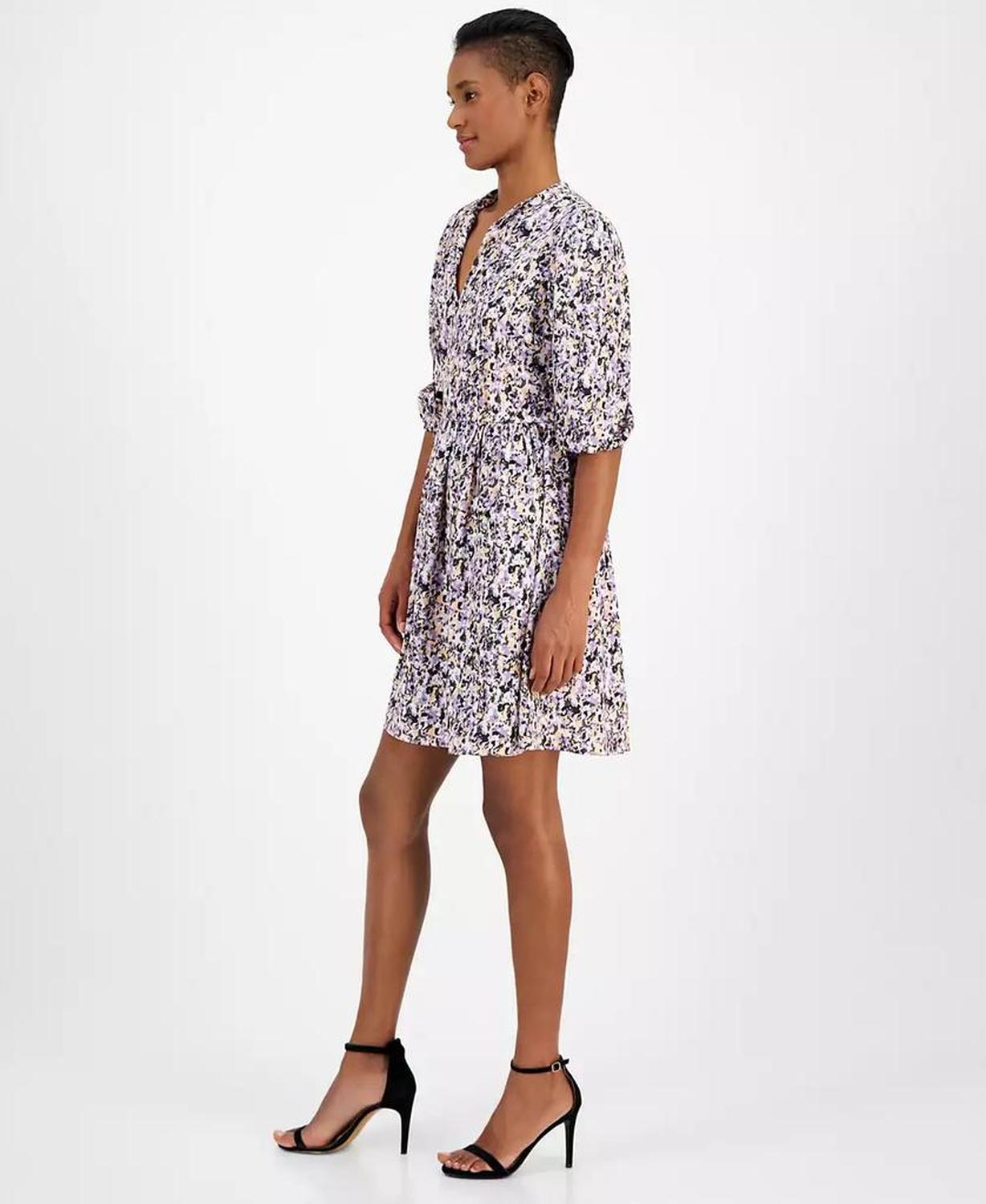 Women's Dorena Printed Tie-Neck A-Line Dress