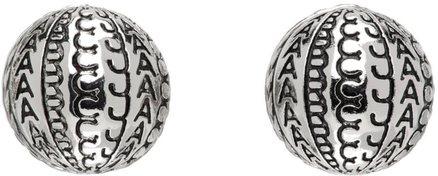 Silver 'The Monogram Ball Chain Stud' Earrings
