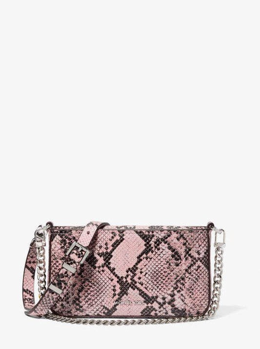 Bryant Small Snake Embossed Leather Convertible Pochette