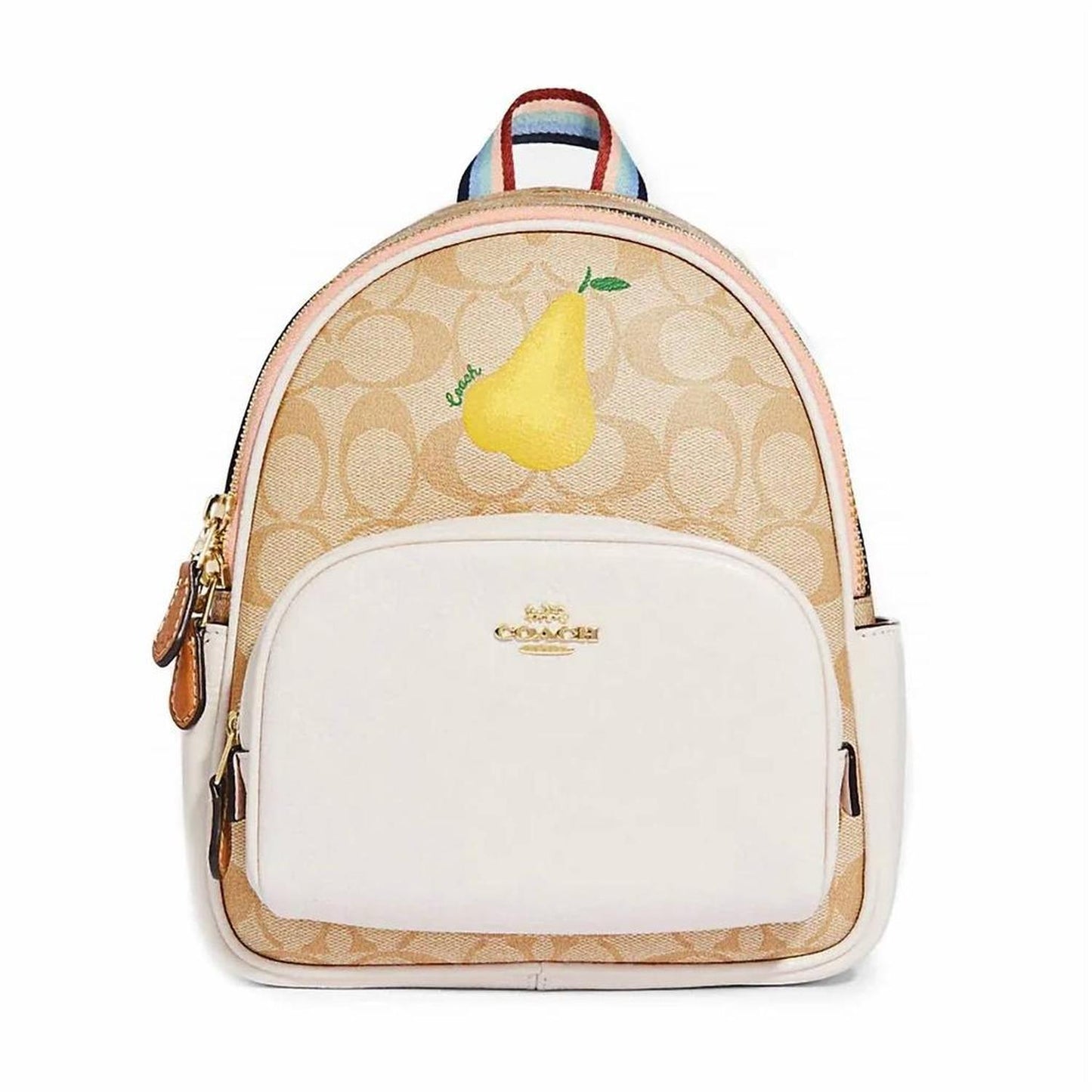 Women's Mini Court Signature Pear Motif Backpack In Chalk/taffy