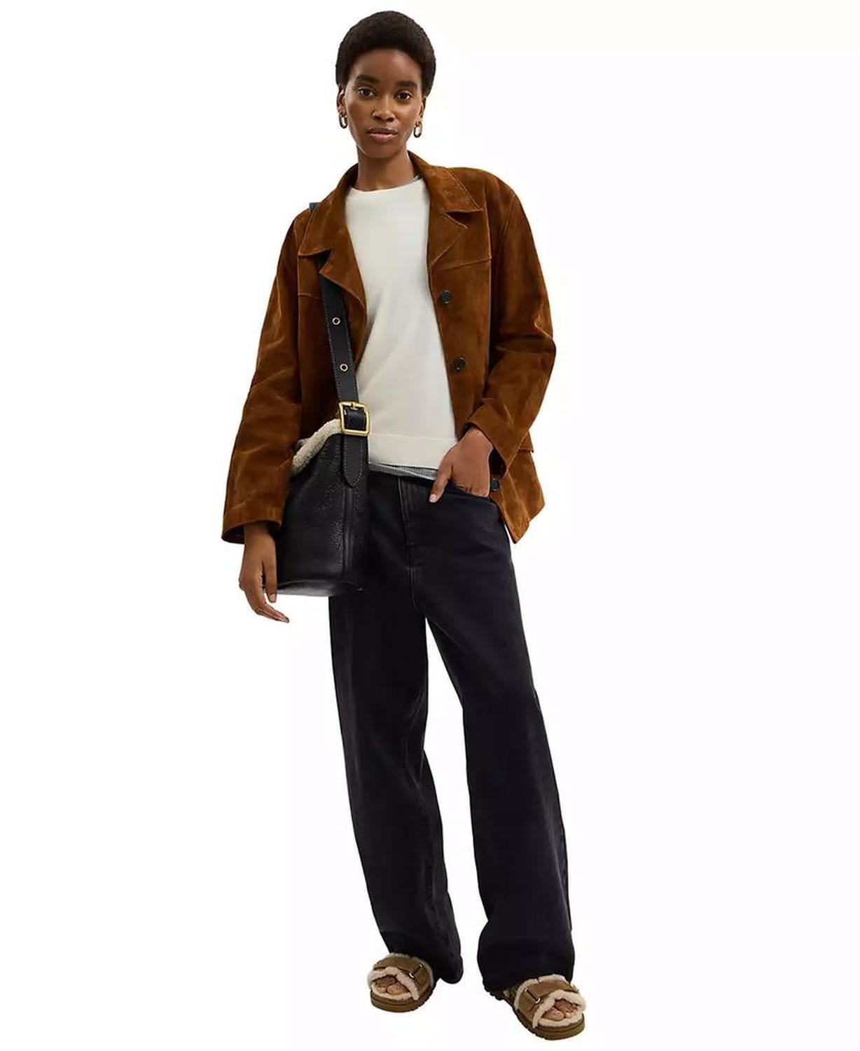 Bleeker Medium Shearling Trim Bucket Bag