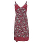 V-neck Printed Midi Dress in Red Rayon