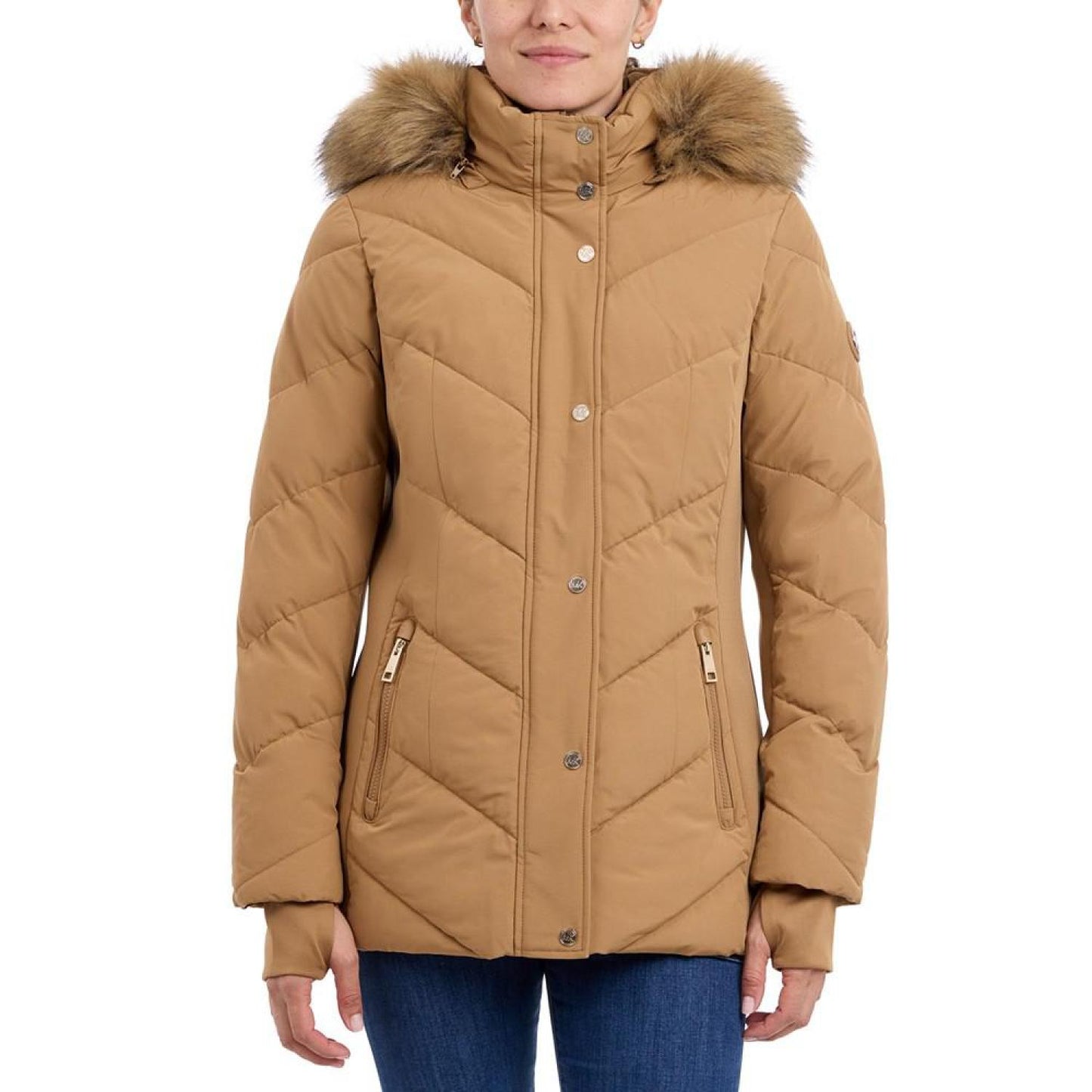 Women's Faux-Fur-Trim Hooded Puffer Coat, Created for Macy's
