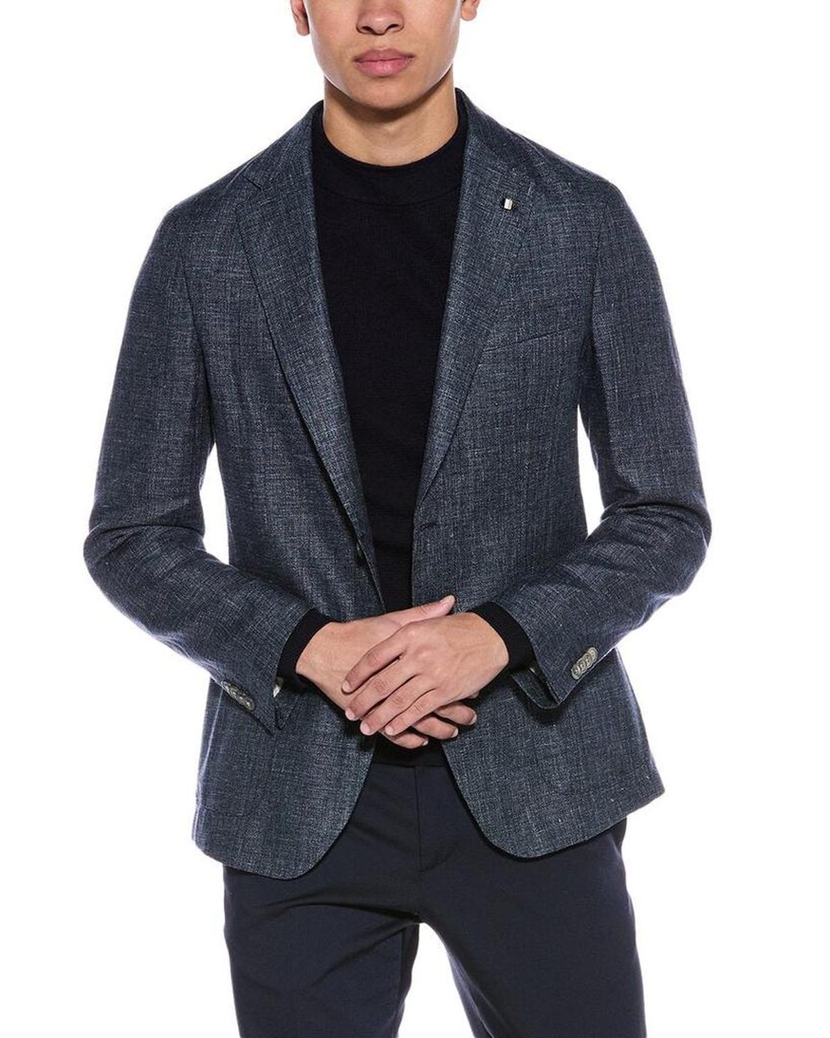 Slim Fit Wool & Linen-Blend Blazer