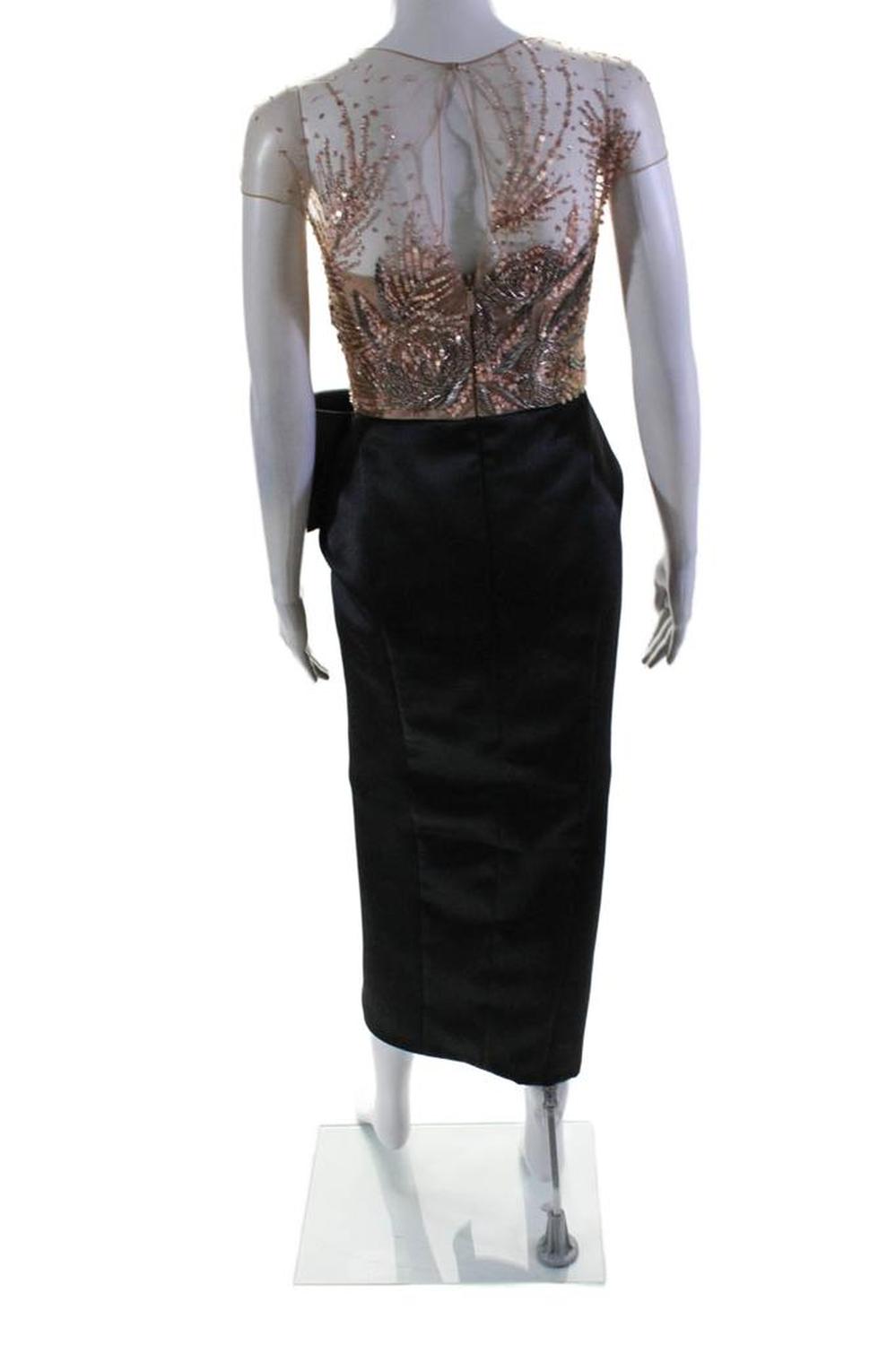 Marchesa Womens Pink Black Beaded Cap Sleeve Drape Detail Gown Dress
