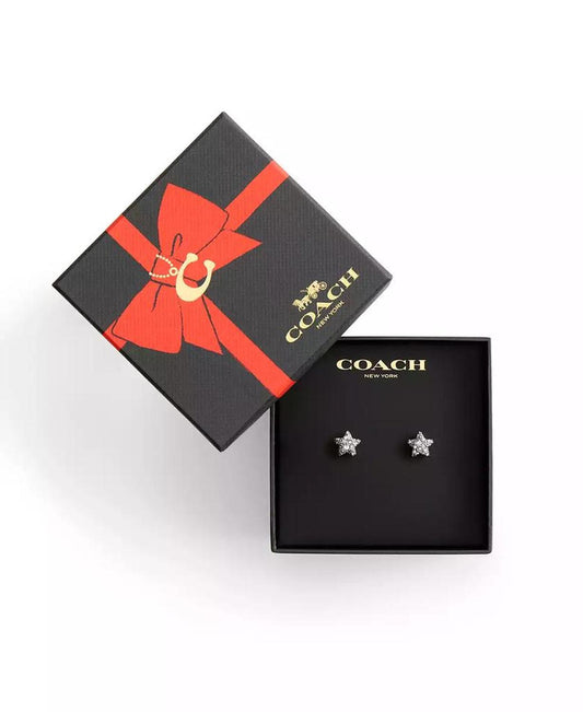 Rhodium Plated Pavé Star Stud Earrings