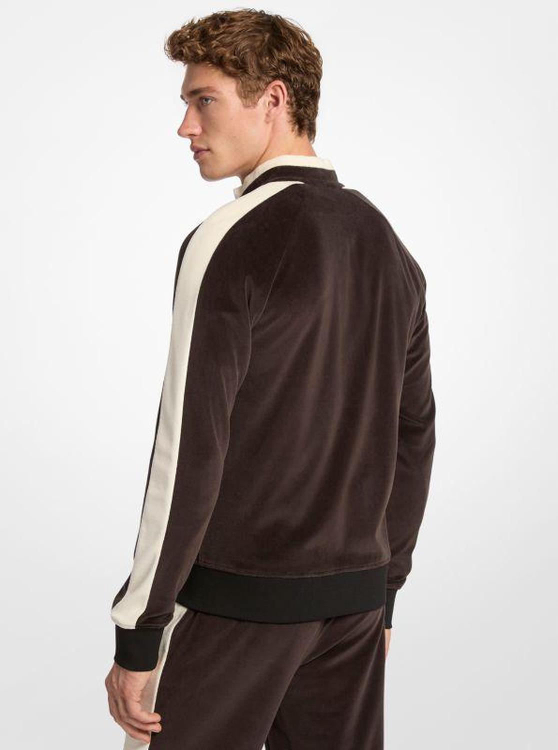 Stripe Velour Zip-Up Jacket