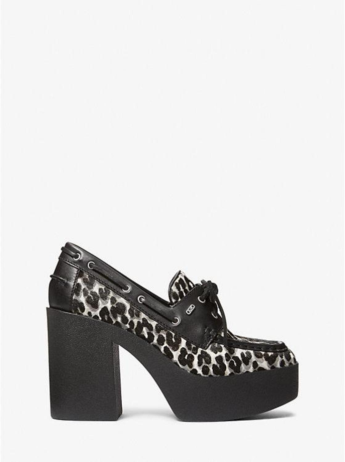 Cameron Leopard Print Calf Hair Platform Loafer