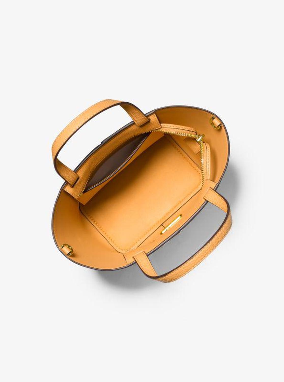Flora Medium Signature Logo and Pebbled Leather Crossbody Bag