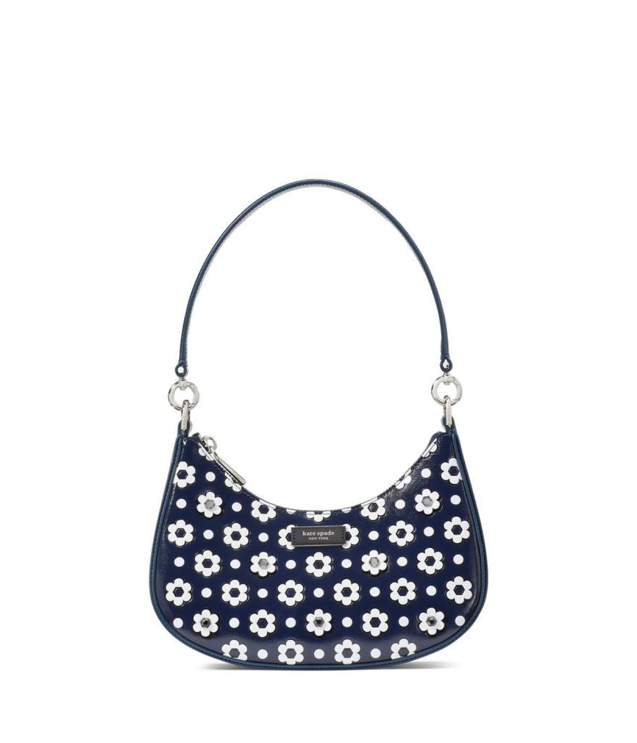 Sam Icon Daisy Dot Appliqued Saffiano Leather Small Convertible Crossbody