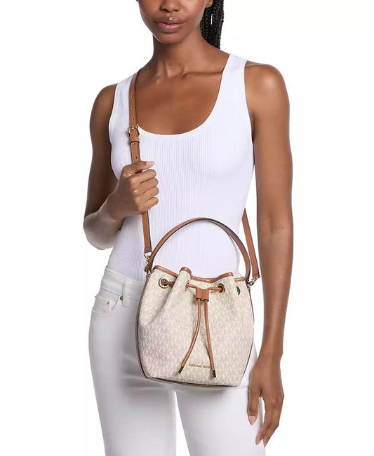 Michael Kors Women's Medium Signature Logo Bucket Messenger Handbag