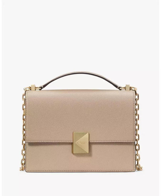Deco Pebbled Leather Chain Shoulder Bag