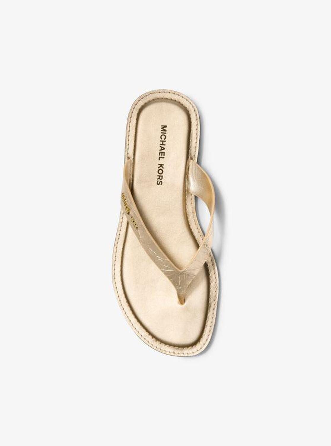 Koko Metallic Crackled Leather Flip Flop