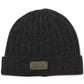 Men's Leather Patch Ribbed Beanie