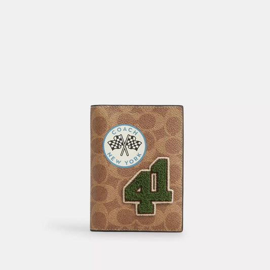 Passport Card Case In Signature Canvas With Patches