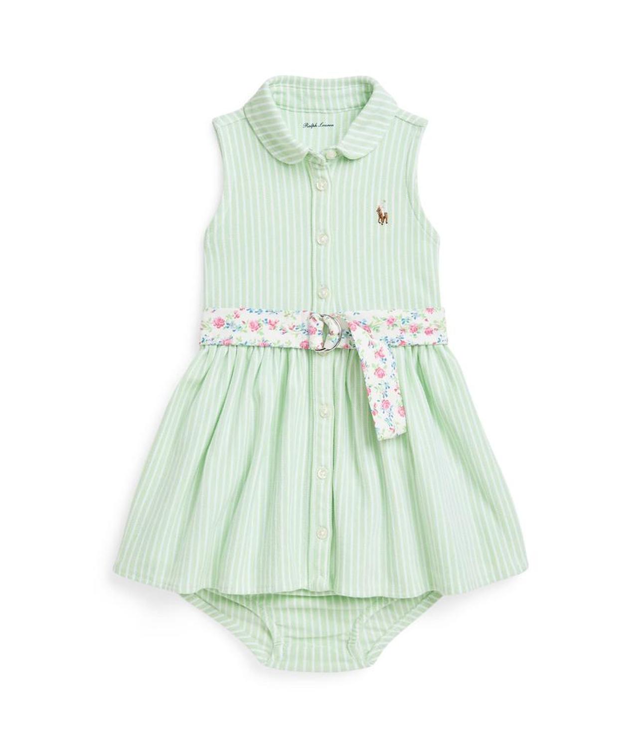Striped Knit Oxford Shirtdress & Bloomer (Infant)