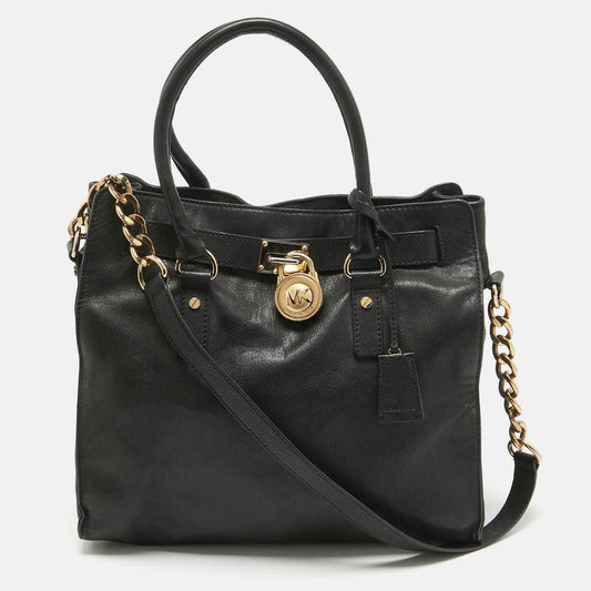 Michael Kors Black Leather Large Hamilton North South Tote