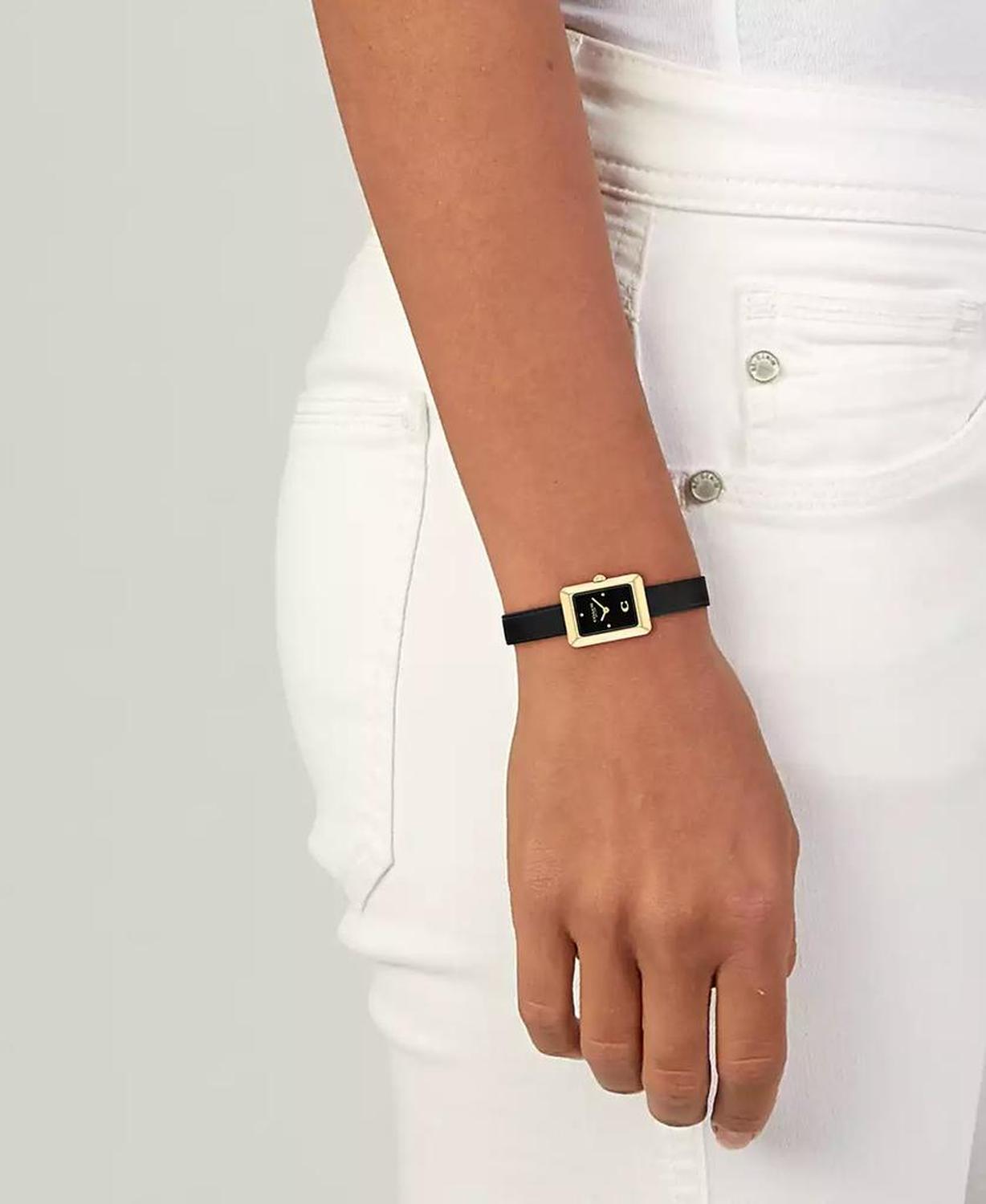 Women's Mara Black Leather Strap Watch, 19 x 26mm