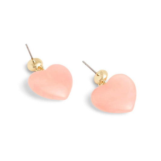 Pink Signature Resin Heart Drop Earrings